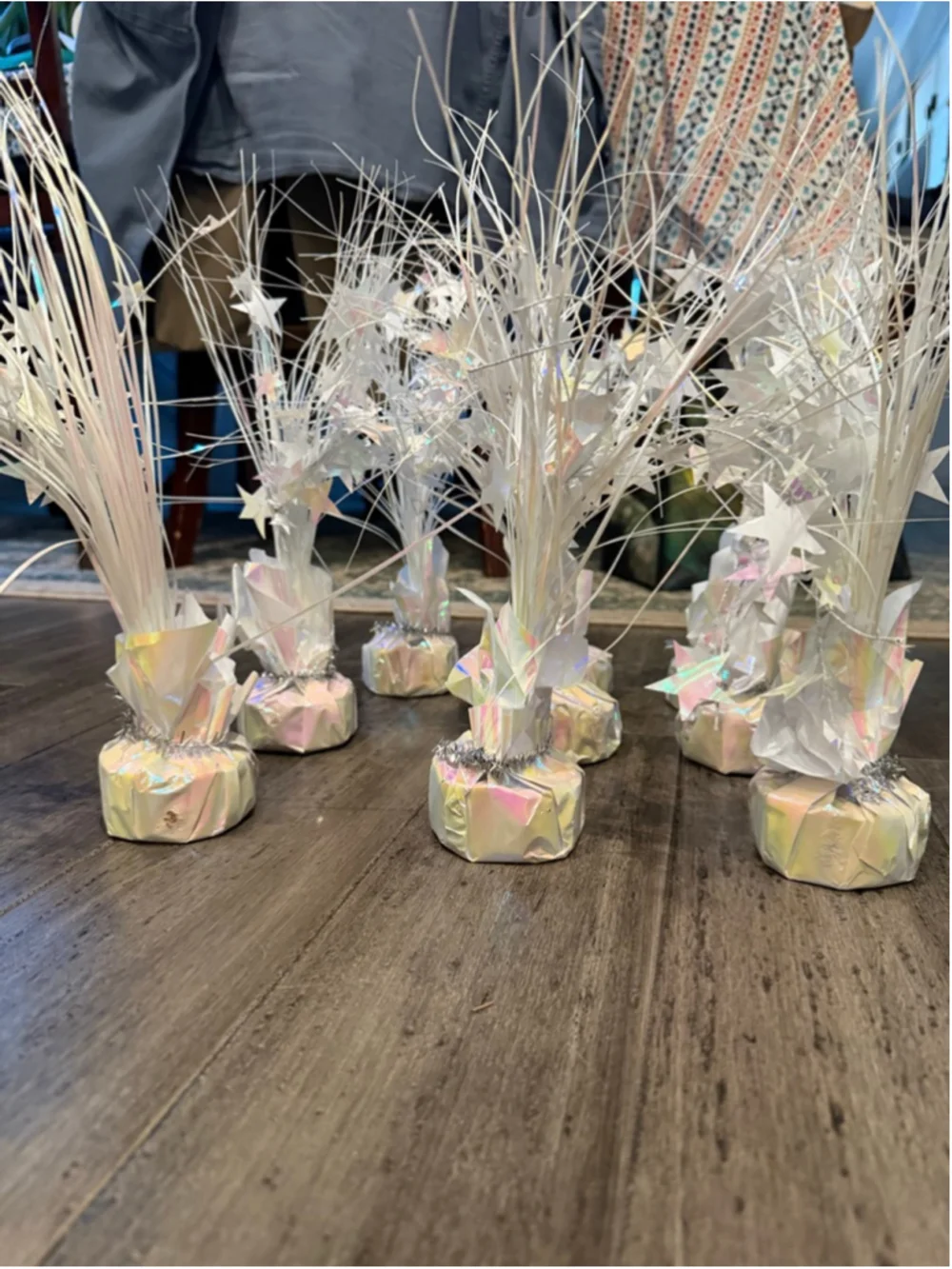 Set of 9 Iridescent White Star Balloon Weights